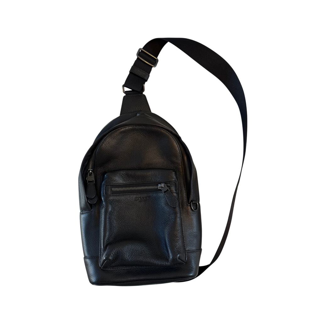 COACH West Pack Crossbody Backpack Leather Black - Picture 3 of 16